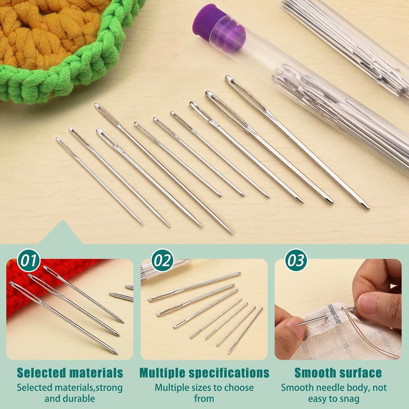 Bupete 42 Pcs Large Eye Blunt Yarn Needles Set, Darning Needles for Yarn, Crochet Needle, Plastic Needles, Tapestry Needles with Curved Darning Needles Knitting Needles for Sewing - Image 4